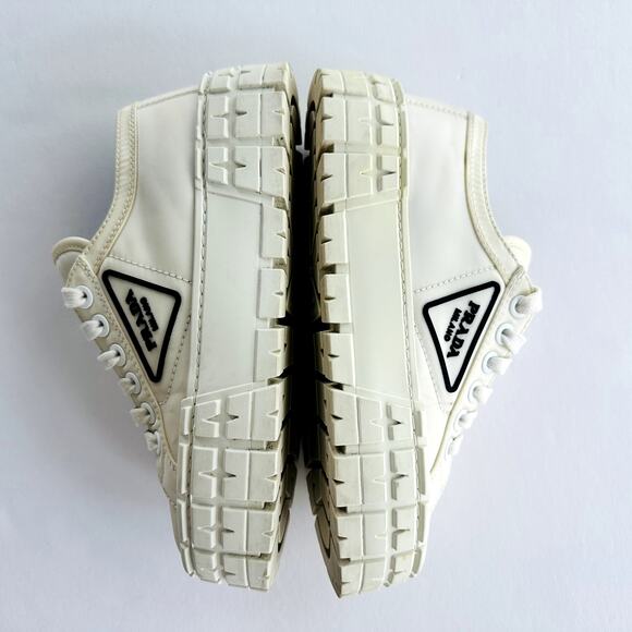 Prada Double Wheel Re-Nylon Trainer White Size 37.5 Platform Sneakers Fashion - Picture 6 of 16